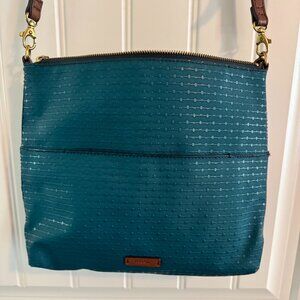 Fossil Fiona Large Crossbody - Teal Embossed Nylon